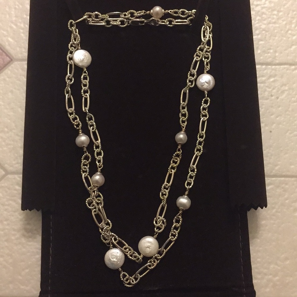 Pearl and Silver link necklace